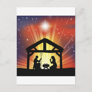 Traditional Christian Christmas Nativity Scene Holiday Postcard