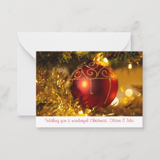 Traditional Christmas baubles red gold vintage Card (Front)
