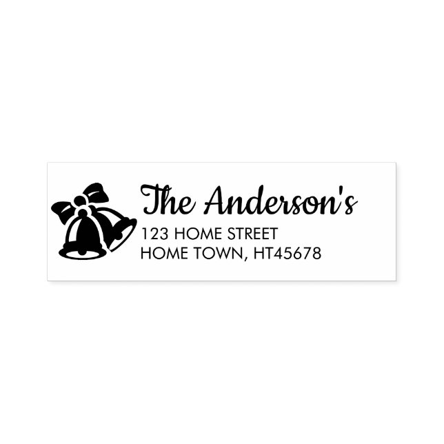 Traditional Christmas Bells Name Return Address Self-inking Stamp (Design)