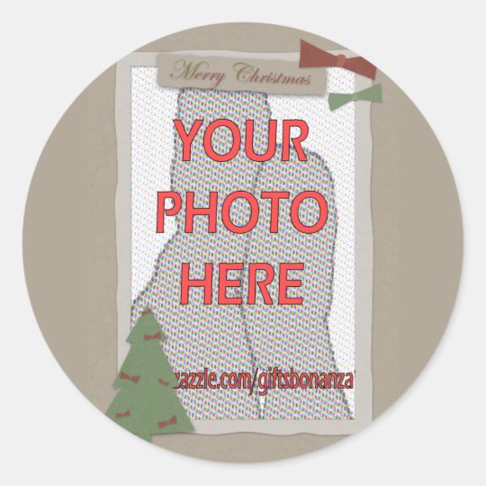 Traditional Christmas Customizable Photo gifts Classic Round Sticker