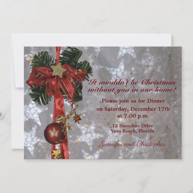 Traditional Christmas Display Dinner Invitation (Front)