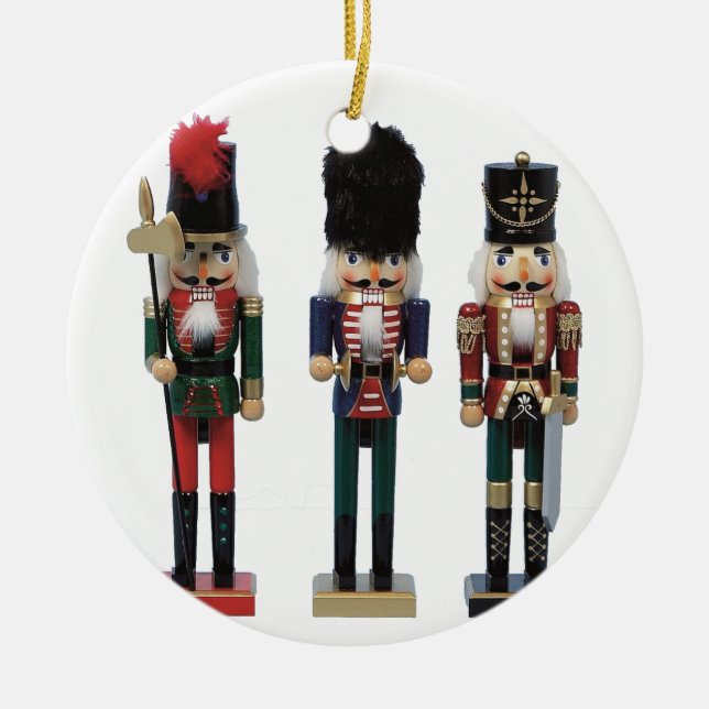 Traditional Christmas Nutcracker Ceramic Ornament (Front)