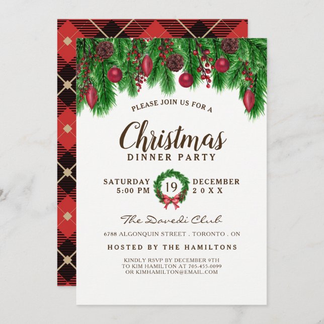 Traditional Christmas Party Invitation (Front/Back)