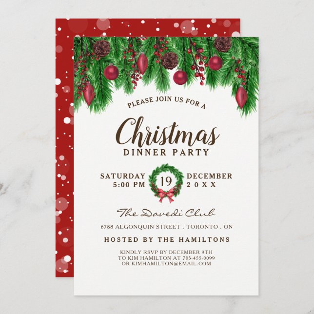 Traditional Christmas Party Invitation (Front/Back)