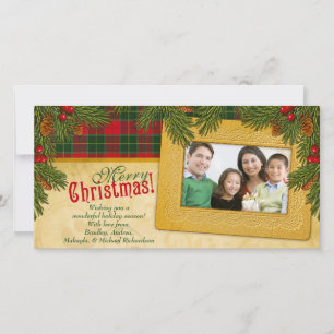 Traditional Christmas Plaid Family Photo Holiday Card