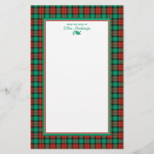 Traditional Christmas Plaid Personalized Stationery