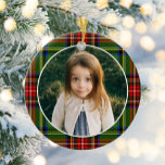 Traditional Christmas Plaid Photo Ceramic Ornament<br><div class="desc">Traditional Christmas Plaid Photo Ceramic Ornament features your photo on a beautiful red and green Christmas plaid.</div>