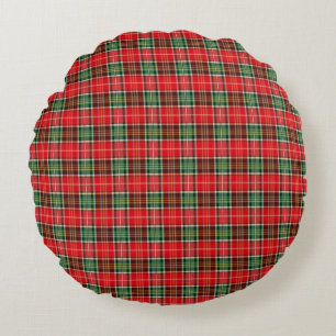 Traditional Christmas Plaid Round Pillow