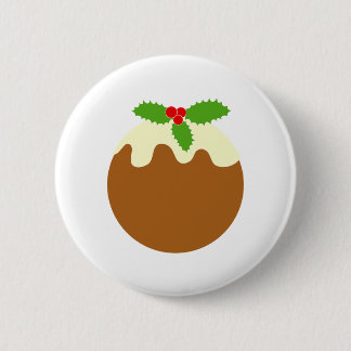 Traditional Christmas Pudding. On White. 2 Inch Round Button