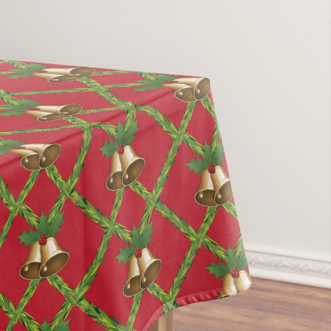Traditional Christmas red and green jingle bells Tablecloth (In Situ)