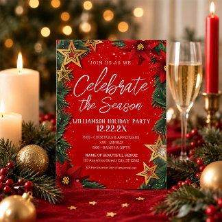 Traditional Christmas Red Holiday Party Invitation