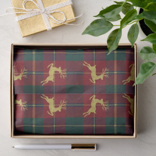 Traditional Christmas Reindeer Plaid Tissue Paper
