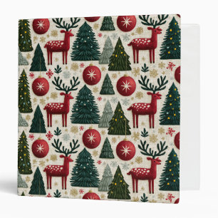 Traditional Christmas Reindeer Tree Pattern Binder