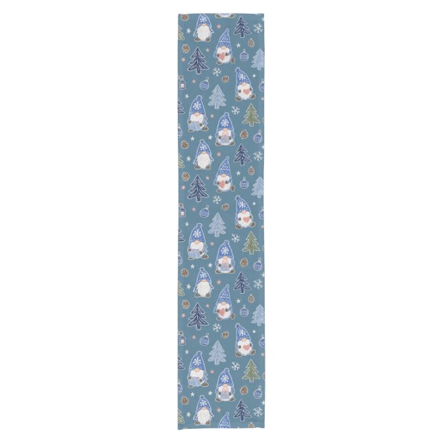 Traditional Christmas Reindeer Tree Pattern Short Table Runner (Front)