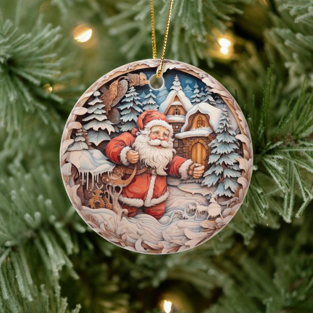 TRADITIONAL CHRISTMAS SANTA CLAUS   CERAMIC ORNAMENT (Tree)