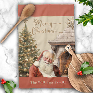 Traditional Christmas Santa Claus Kitchen Towel