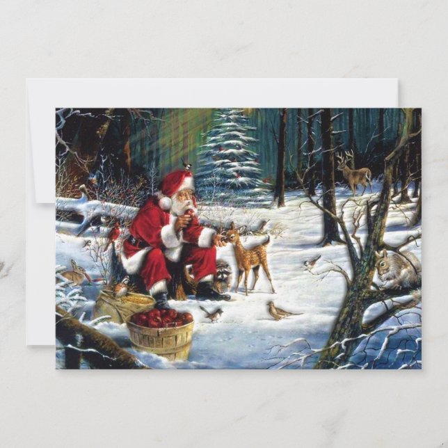 Traditional Christmas Santa in the Park Holiday Card (Front)