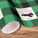 Traditional Christmas Scottie Dog Custom Green Wrapping Paper<br><div class="desc">Stylish Christmas wrapping paper featuring a festive Scottie dog dashing along! This cute design also features a traditional Buffalo Plaid pattern in green and black. All the text can be personalized,  so you can make your gift wrap truly unique.</div>