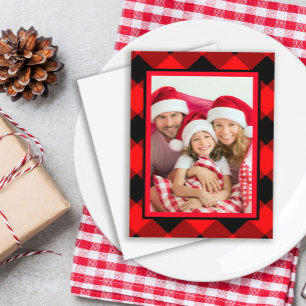 Traditional Christmas Tartan Plaid Family Photo Invitation