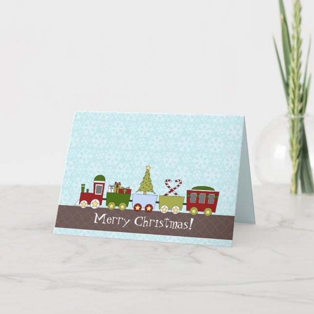 Traditional Christmas Train Folded Christmas Card (Front)
