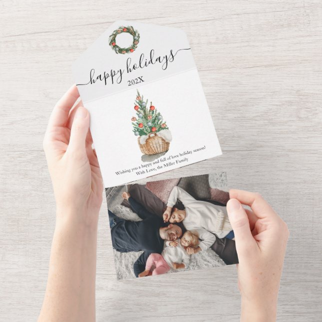 Traditional Christmas tree all in one holiday card (Tearaway)