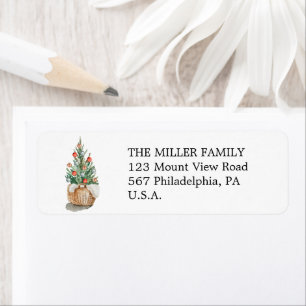 Traditional Christmas tree return address label