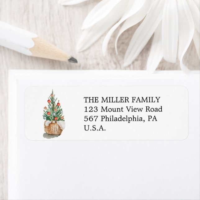 Traditional Christmas tree return address label (Insitu)