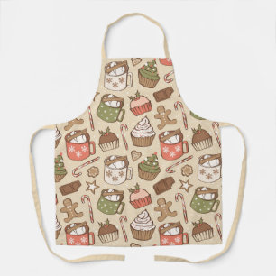 Traditional Christmas Vintage Hot Cocoa Cupcake Apron