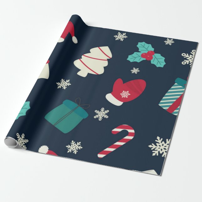 Traditional Christmas Wrapping Paper (Unrolled)
