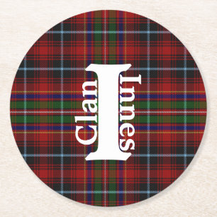 Traditional Clan Innes Tartan Plaid Round Paper Coaster