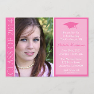 Traditional Class Of 2014 Graduation (Pink) Invitation