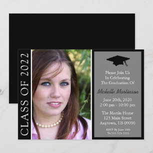 Traditional Class Of 2022 Graduation (Black) Invit Invitation