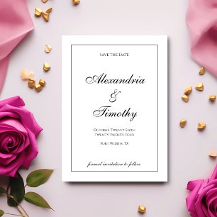 Traditional Classic Black and White Wedding Save The Date