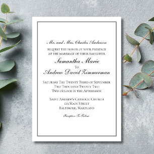 Traditional Classic Formal Elegant Wedding Invita Invitation