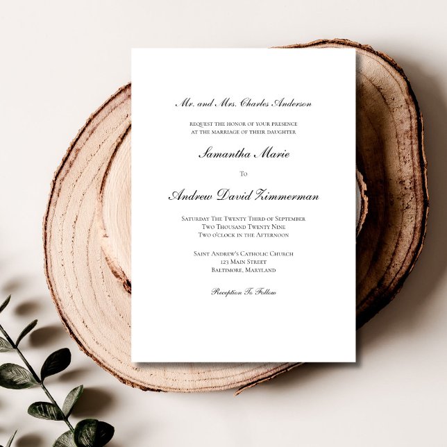 Traditional Classic Formal Elegant Wedding  Invitation (Traditional Classic Formal Black White Minimalist Wedding Invitation)