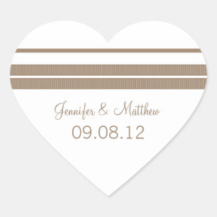 Traditional Classic Stripes Heart Wedding Stickers