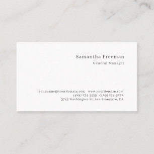 Traditional Classical Plain Black White Minimalist Business Card
