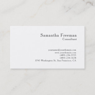 Traditional Clean Plain White Minimalist Business Card
