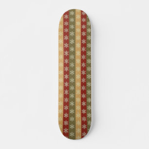 traditional colored Christmas snowflake striped Skateboard