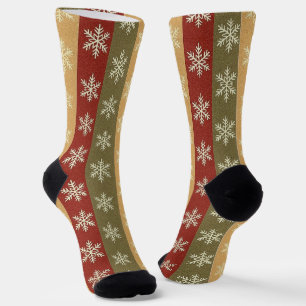 traditional colored Christmas snowflake striped Socks