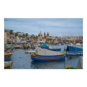 Traditional colorful fishing boats in Malta Photo Print