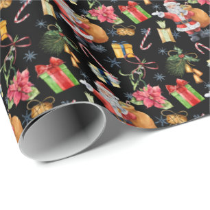 Traditional Colourful Santa, Gifts Christmas Wrapping Paper