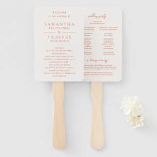 Traditional Copper Elegant Wedding Program Hand Fan