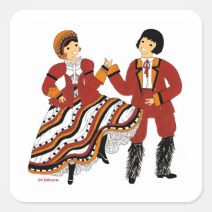 Traditional costume in Corsica, France Square Sticker
