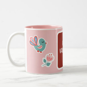 Traditional cottage Valentine's Day cut-out design Two-Tone Coffee Mug