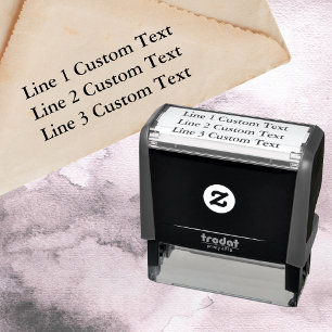 Traditional Custom Business 3 Lines of Serif Text Self-inking Stamp