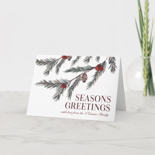 Traditional Custom Christmas Card Red and Green (Front)