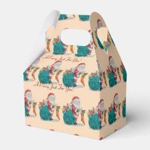 traditional cute santa getting ready for christmas favor box