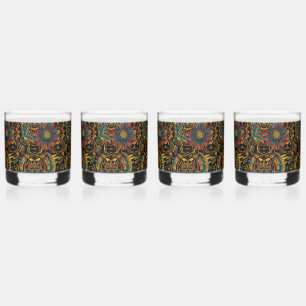 Traditional Cyan "Aztec Dream" Beverage Tumblers Whiskey Glass