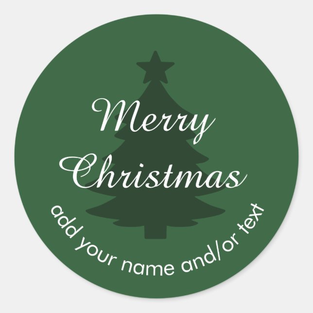 Traditional -- Dark Green Custom Christmas Sticker (Front)